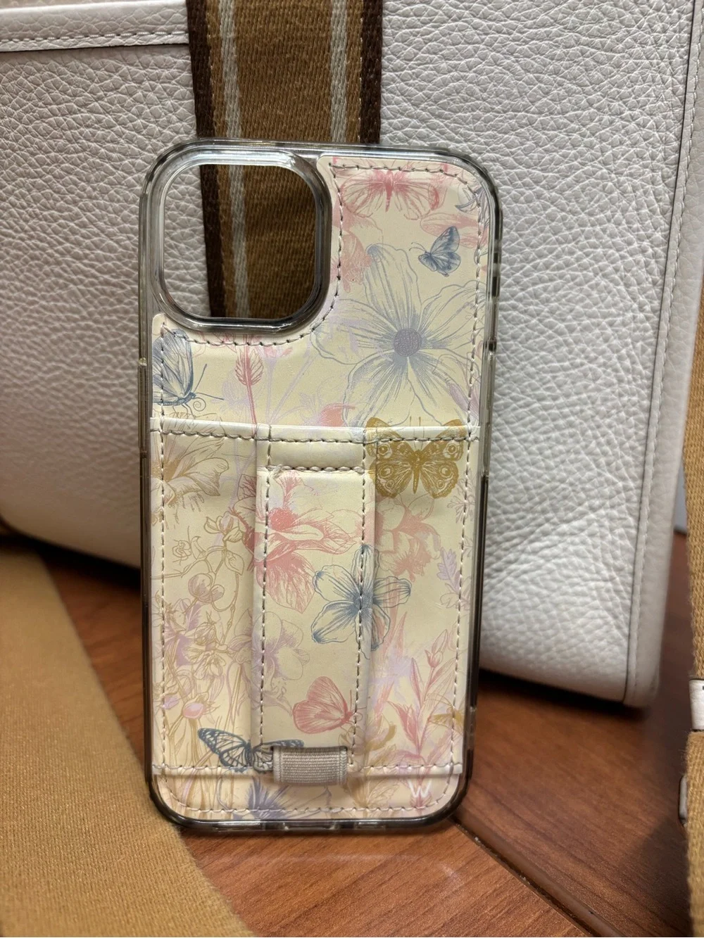 Wallis Floral Butterfly Card Slot Phone Case in Cream, Gold, Pink, Blue